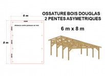 OSSATURE DOUGLAS DEUX PENTES SYMÉTRIQUES 48m2