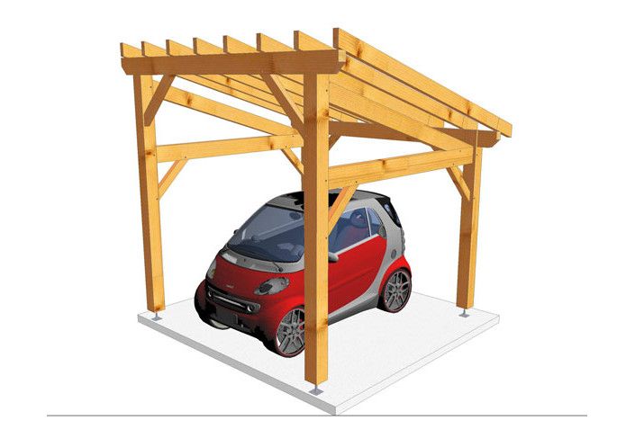 CHARPENTE BOIS TENON/MORTAISE MONOPENTE - 11M2