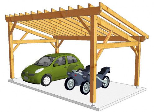 CHARPENTE BOIS TENON/MORTAISE MONOPENTE - 24 M2