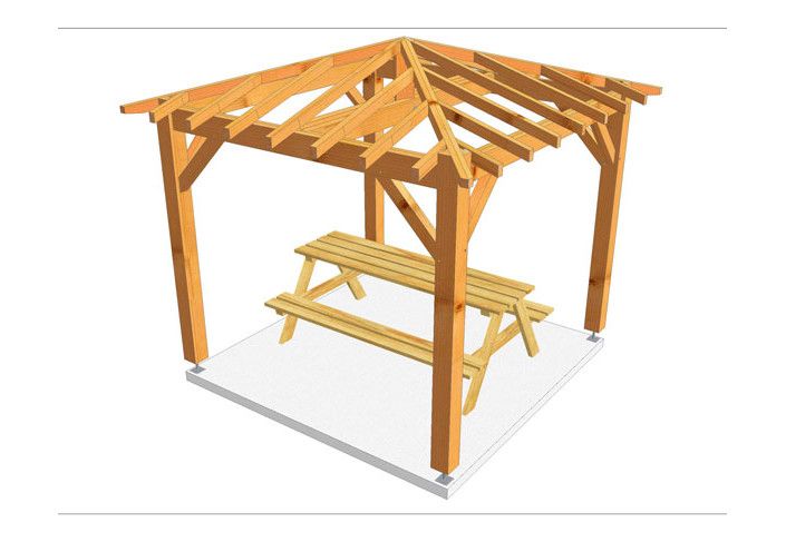 CHARPENTE BOIS TENON/MORTAISE 4 PANS - 11M2