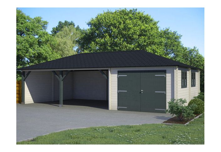 Garage bois avec auvent - 54.50m2