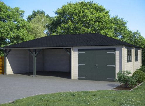 Garage bois avec auvent - 54.50m2