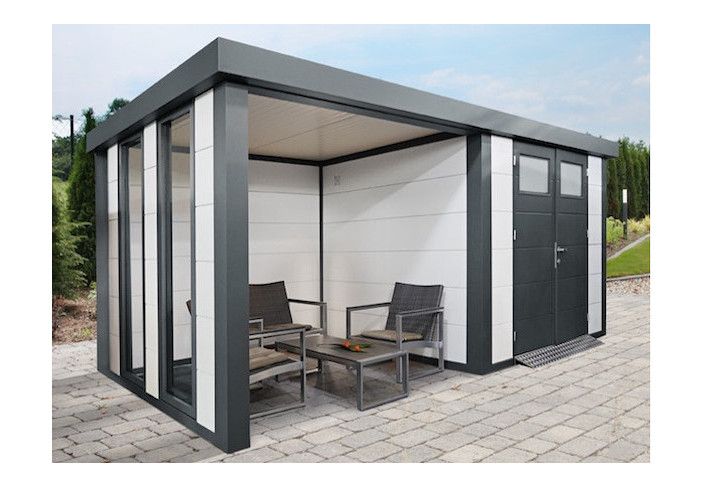 ABRI ACIER 6.40 M2 AUVENT VITRÉ