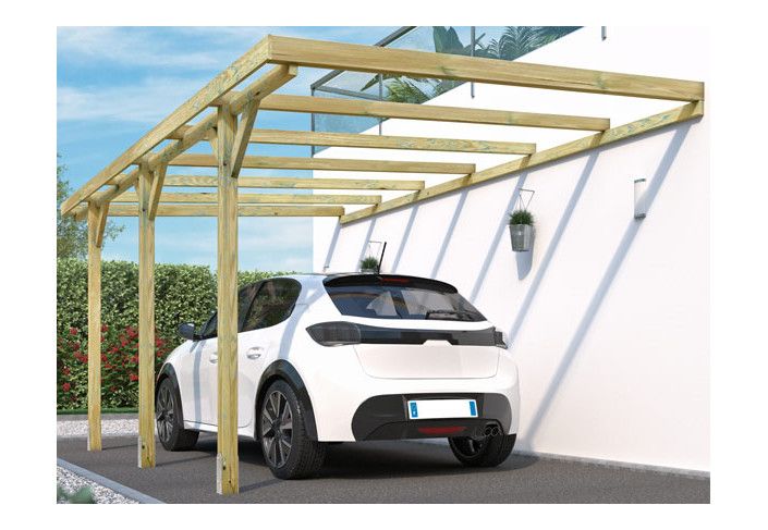 CARPORT ADOSSÉ BOIS TRAITE 15 M2