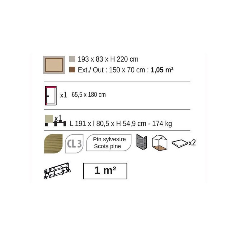 Armoire de rangement, bois autoclave, 0,98 m², petit abri de