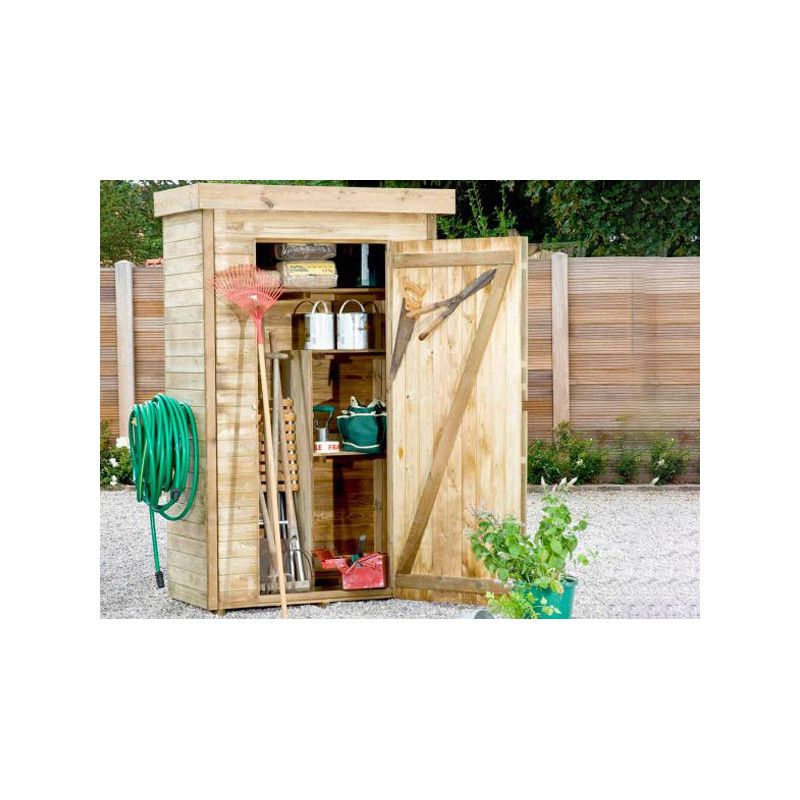 Armoire de jardin en bois traité THT avec étagères 1,24 x 2 m - Habrita