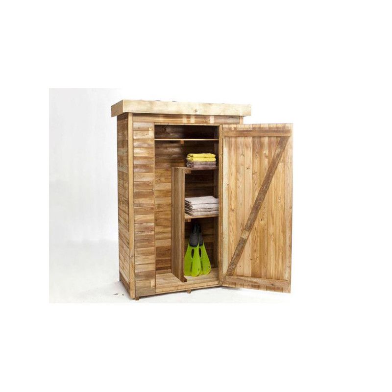 Armoire de jardin en bois traité THT avec étagères 1,24 x 2 m - Habrita