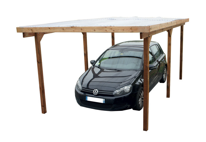 Abri Voiture Bois Traité - Toit PVC