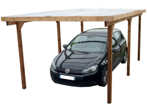 Abri Voiture Bois Traité - Toit PVC