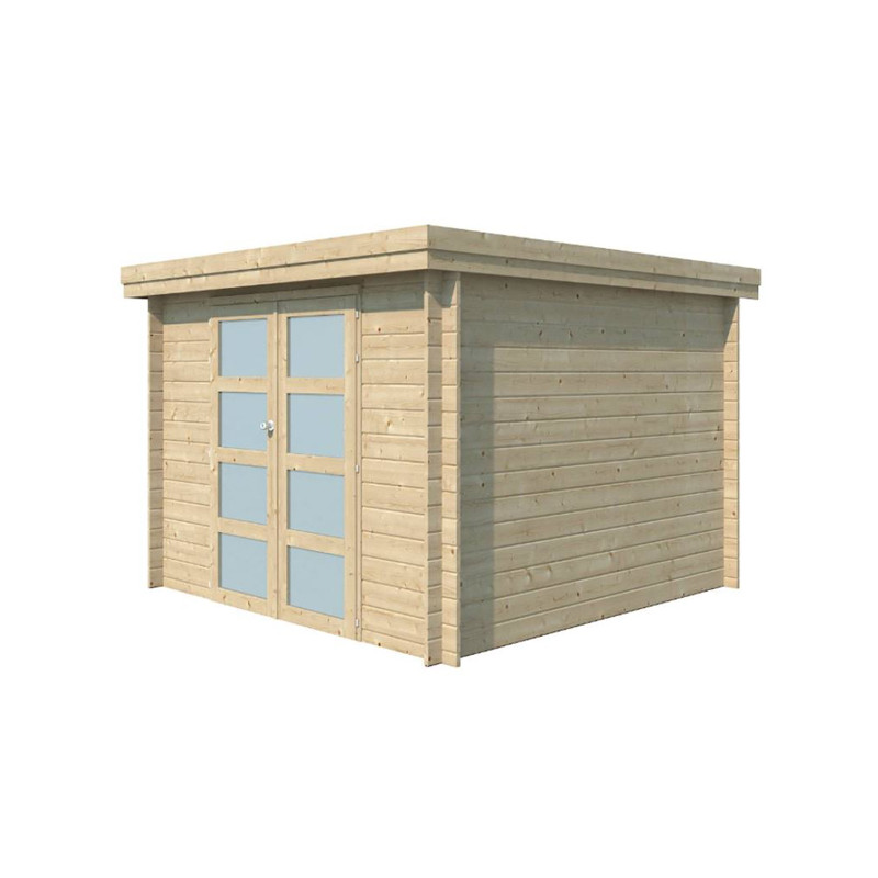 Abri de jardin bois 9m2, Nora F en bois et ouvertures Premium.