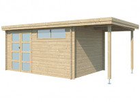 Abri Jardin avec Auvent Madriers Bois 28mm 15m2