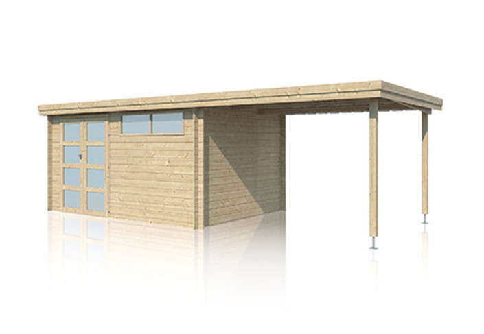 Abri Jardin avec Auvent Madriers Bois 28mm 23m2