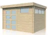 Abri Jardin Moderne Madriers Bois 44mm - Toit plat bac acier -9m2