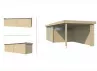 Abri Jardin Toit Plat + Auvent - Madriers Bois 44mm - 24m2