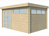 Abri Jardin Toit Plat Métallique - Madriers Bois 44mm 12m2