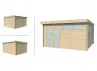 Abri Jardin Toit Plat Métallique - Madriers Bois 44mm 16m2