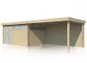 Abri Jardin Toit Plat Métallique - Madriers Bois 44mm 16m2