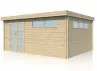 Abri Jardin Toit Plat Métallique - Madriers Bois 44mm 16m2