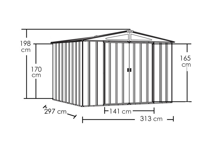 Abri jardin métal portes coulissantes - 8.50 m²
