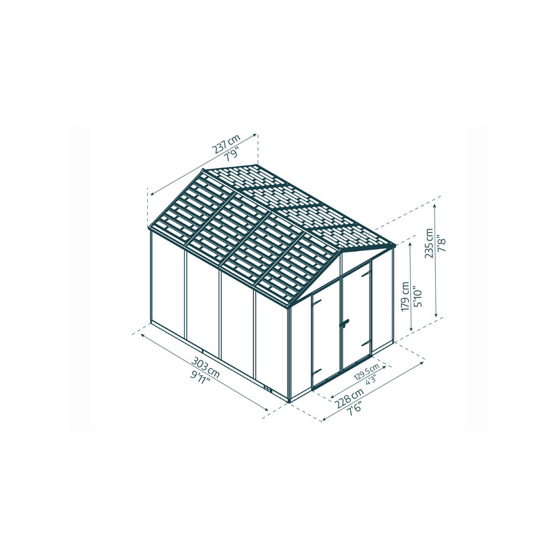 Abri de jardin 2,50m² en résine grise + plancher Abri jardin résine - Ciel  & terre