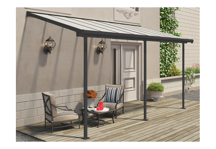 TOIT TERRASSE ALUMINIUM GRIS COUVERTURE EN POLYCARBONATE10 M2