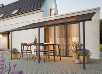 TOIT TERRASSE ALU GRIS COUVERTURE POLYCARBONATE BRONZE 12.75 M2