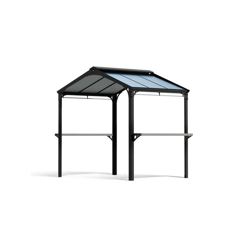 Abri barbecue 2,40X1,5m en aluminium et polycarbonate - Pièce à Vivre