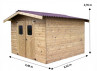 Abri Panneaux bois traité, couverture plaques ondulées bitumées 9M2 au sol