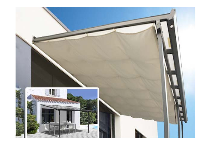 TOIT TERRASSE ALU DISCOUNT + TOILE D'OMBRAGE - 9M2