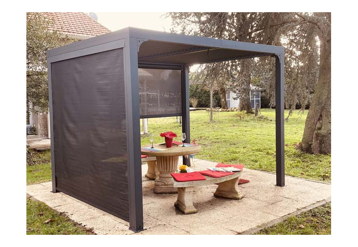 PERGOLA BIOCLIMATIQUE ALU + RIDEAU - 7M2