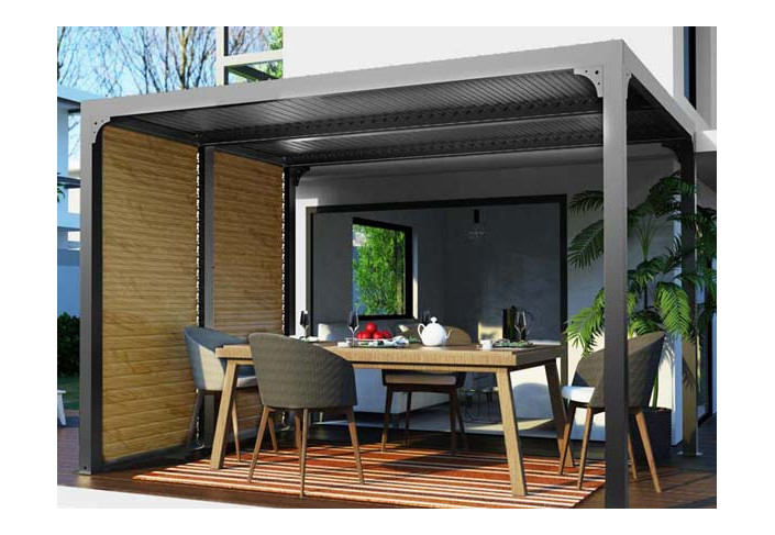 PERGOLA BIOCLIMATIQUE ALU + RIDEAU - 7M2