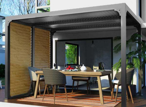 PERGOLA BIOCLIMATIQUE ALU + RIDEAU - 7M2