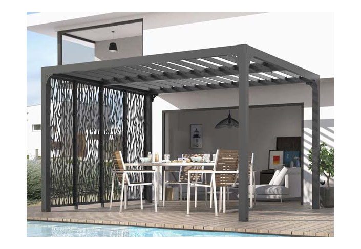 PERGOLA BIOCLIMATIQUE ALU + PANNEAUX MOUCHARABIEH