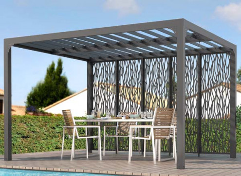 PERGOLA BIOCLIMATIQUE ALU + PANNEAUX MOUCHARABIEH