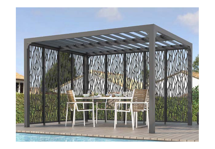 PERGOLA BIOCLIMATIQUE ALU + PANNEAUX MOUCHARABIEH