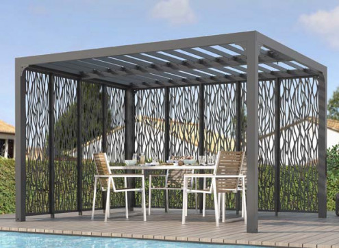 PERGOLA BIOCLIMATIQUE ALU + PANNEAUX MOUCHARABIEH