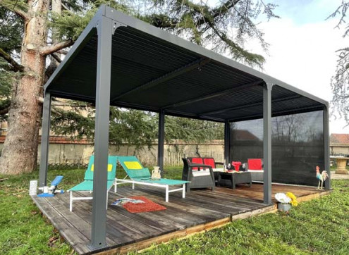 PERGOLA BIOCLIMATIQUE ALU 21M2 + 1 STORE LATERAL 3.60M 