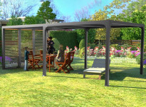 PERGOLA BIOCLIMATIQUE ALU + PANNEAUX A VENTELLES 21M2