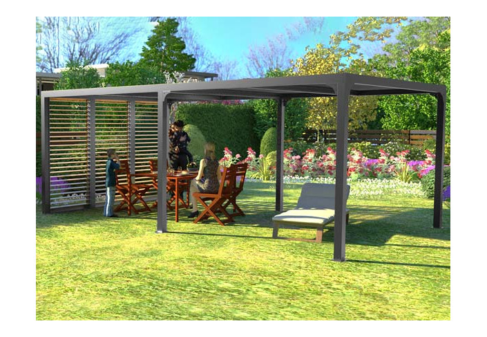 PERGOLA BIOCLIMATIQUE ALU + PANNEAUX A VENTELLES 21M2