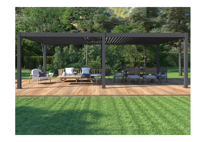 Pergola Bioclimatique Aluminium Gris Motorisée - 32 M2