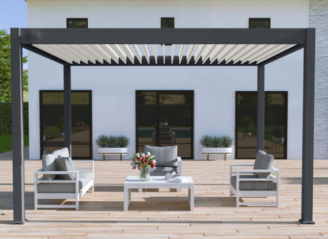 PERGOLA BIOCLIMATIQUE MOTORISÉE ALU BICOLORE 12M2