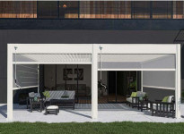 PERGOLA BIOCLIMATIQUE ALU 24M2 + 2 STORES