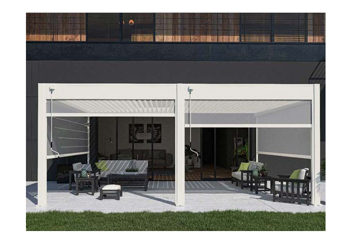 PERGOLA BIOCLIMATIQUE ALU 24M2 + 2 STORES