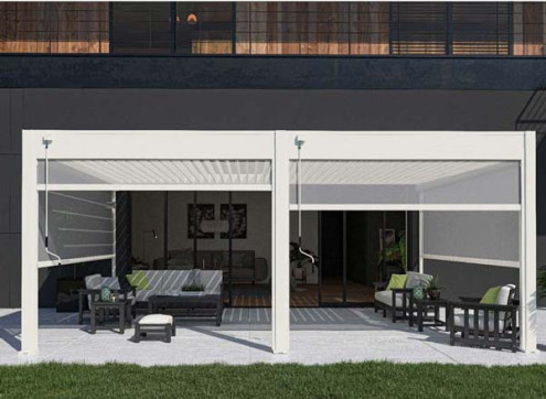 PERGOLA BIOCLIMATIQUE ALU 24M2 + 2 STORES