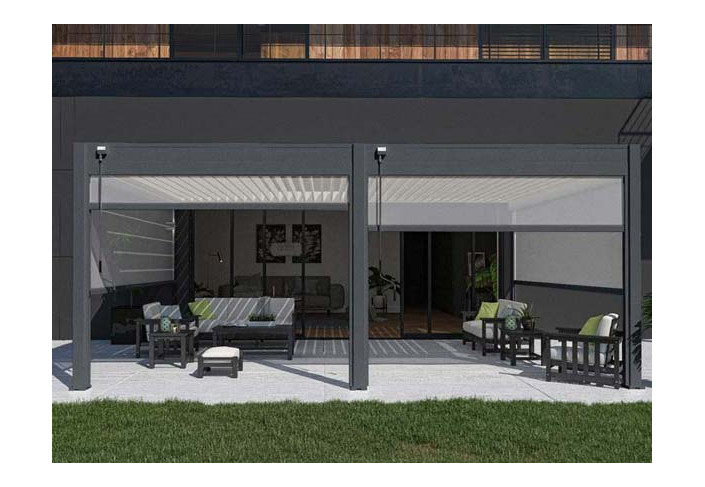 PERGOLA BIOCLIMATIQUE BICOLORE 24M2 + 2 STORES