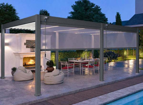 PERGOLA BIOCLIMATIQUE ALU BICOLORE 24M2 + 2 STORES