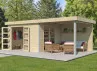 Abri cubique toit acier avec auvent 18 m2