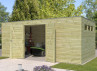 Abri jardin panneaux bois traités, toit plat, couverture epdm - 12m2