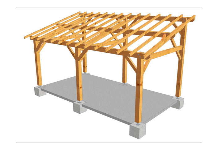 CHARPENTE BOIS TENON/MORTAISE MONOPENTE - 23M2