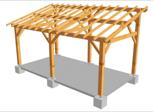 CHARPENTE BOIS TENON/MORTAISE MONOPENTE - 23M2